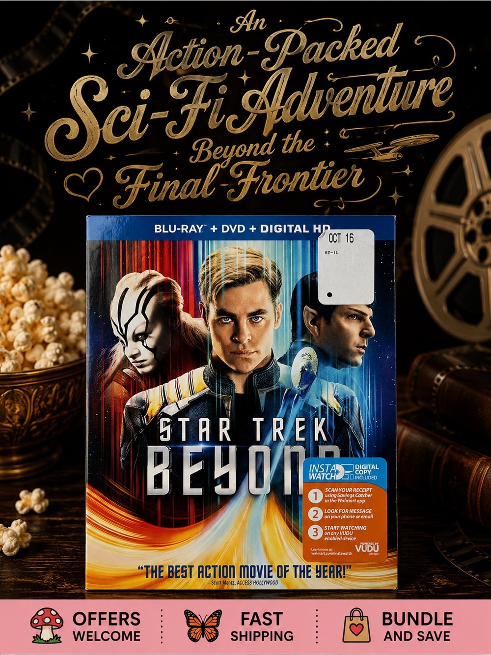 Star Trek Beyond Blu-ray DVD Digital HD w Slipcover Sci-Fi Action Like New